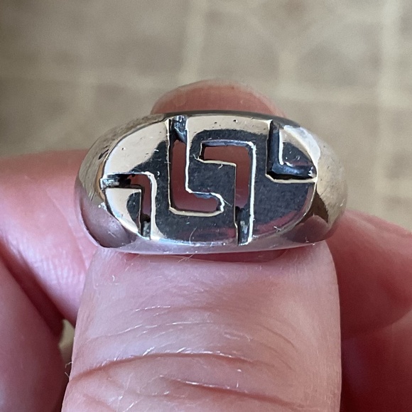 NWOT Sterling Silver 925 Greek Key Design Solid Ring Size US 7 - Picture 7 of 11
